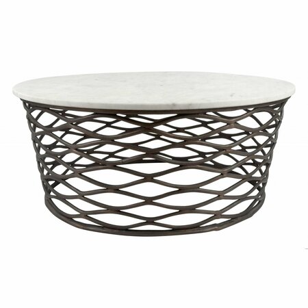 HOMEROOTS 16.9 x 36.2 x 36.2 in. Bronze & White Marbel Queen Coffee Table 395186